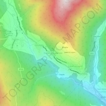 Mappa topografica Comelico Superiore, altitudine, rilievo