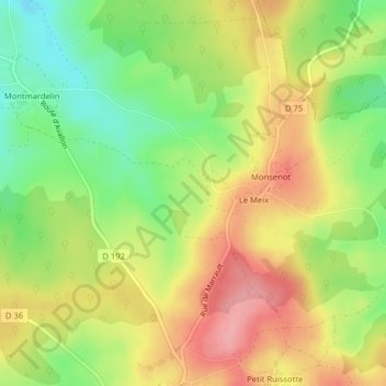 Mappa topografica La Tour, altitudine, rilievo