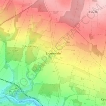 Mappa topografica Eigenrode, altitudine, rilievo