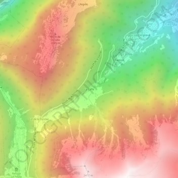 Mappa topografica La Caffe, altitudine, rilievo