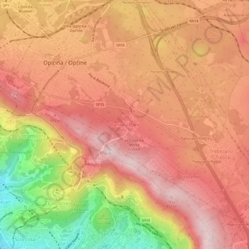 Mappa topografica Banne, altitudine, rilievo