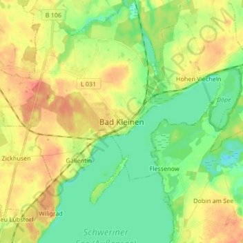 Mappa topografica Bad Kleinen, altitudine, rilievo