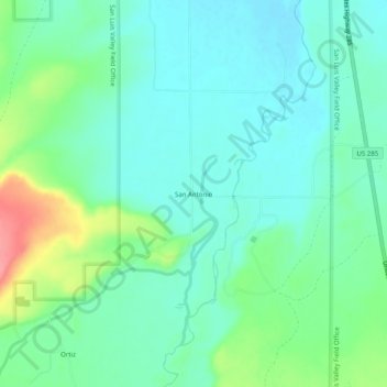 Mappa topografica San Antonio, altitudine, rilievo