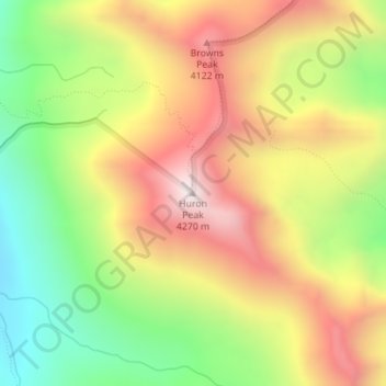 Mappa topografica Huron Peak, altitudine, rilievo