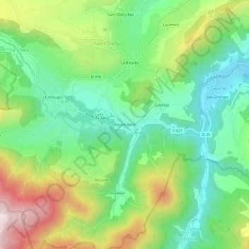 Mappa topografica Moulin Neuf, altitudine, rilievo