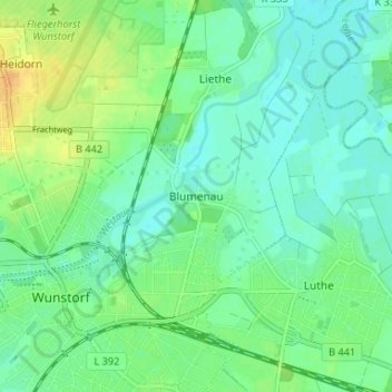 Mappa topografica Blumenau, altitudine, rilievo