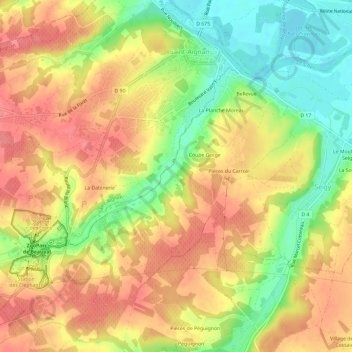 Mappa topografica Moulin de Roche, altitudine, rilievo