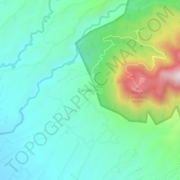 Mappa topografica Canlandog, altitudine, rilievo