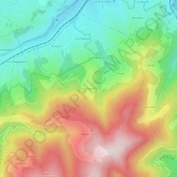 Mappa topografica Les Egauds, altitudine, rilievo