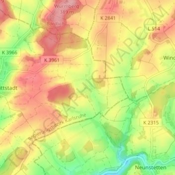 Mappa topografica Schollhof, altitudine, rilievo