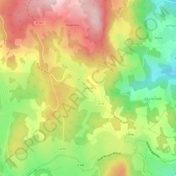 Mappa topografica Tortorel, altitudine, rilievo