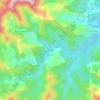 Mappa topografica Mas Parer, altitudine, rilievo