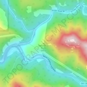Mappa topografica Steamboat Point, altitudine, rilievo