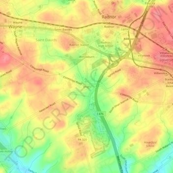 Mappa topografica Ithan, altitudine, rilievo