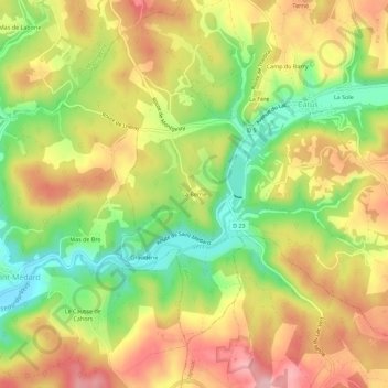 Mappa topografica La Berrie, altitudine, rilievo