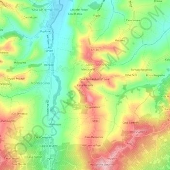 Mappa topografica Casa Borsoni, altitudine, rilievo