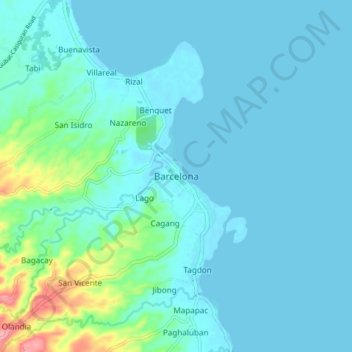Mappa topografica Barcelona, altitudine, rilievo