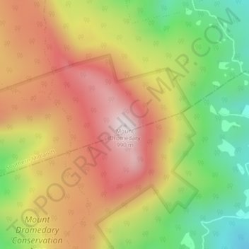 Mappa topografica Mount Dromedary, altitudine, rilievo
