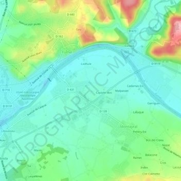 Mappa topografica Péluzac, altitudine, rilievo
