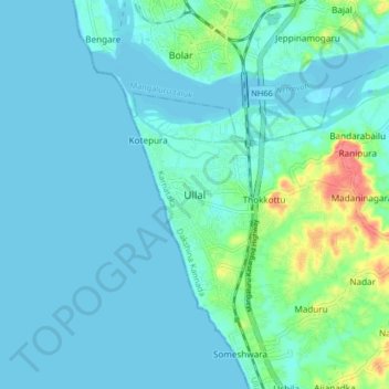 Mappa topografica Ullal, altitudine, rilievo