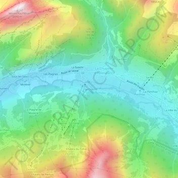 Mappa topografica Le Clos, altitudine, rilievo