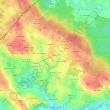 Mappa topografica Launay, altitudine, rilievo