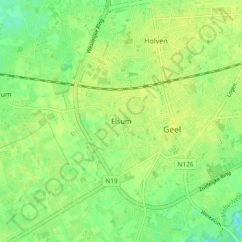 Mappa topografica Elsum, altitudine, rilievo
