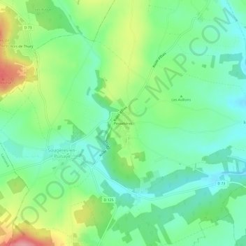 Mappa topografica Pesselières, altitudine, rilievo
