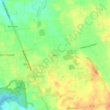 Mappa topografica Gélasse, altitudine, rilievo
