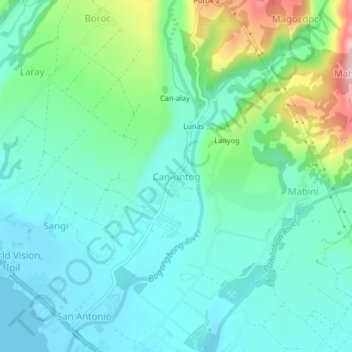 Mappa topografica Can-untog, altitudine, rilievo