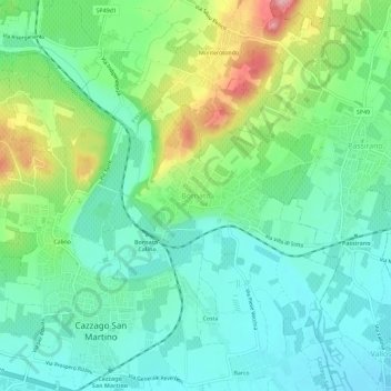 Mappa topografica Bornato, altitudine, rilievo