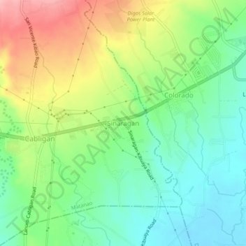 Mappa topografica Sinaragan, altitudine, rilievo