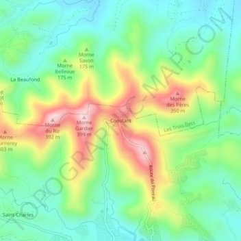 Mappa topografica Constant, altitudine, rilievo