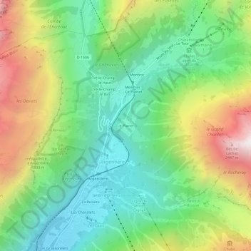 Mappa topografica Le Planet, altitudine, rilievo
