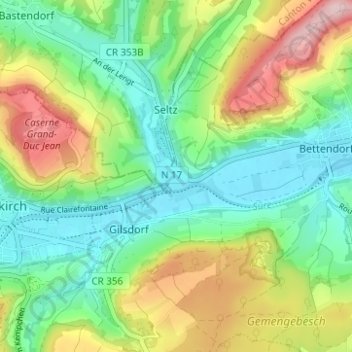 Mappa topografica Bleesbruck, altitudine, rilievo