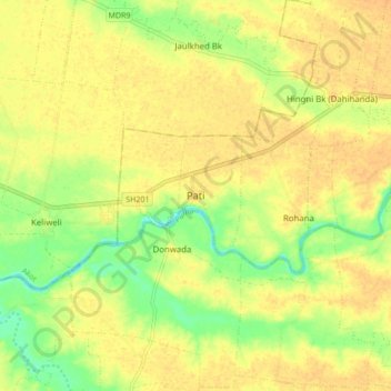 Mappa topografica Pati, altitudine, rilievo