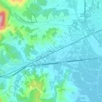 Mappa topografica Spazzavento, altitudine, rilievo