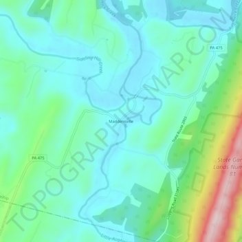 Mappa topografica Maddensville, altitudine, rilievo