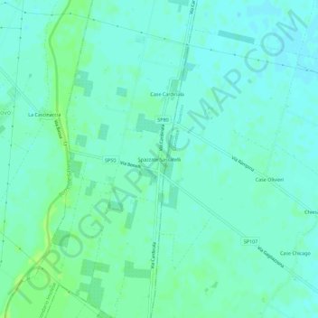 Mappa topografica Spazzate-Sassatelli, altitudine, rilievo