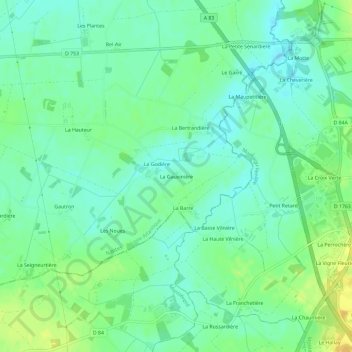 Mappa topografica La Gauvinière, altitudine, rilievo