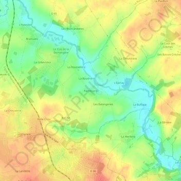 Mappa topografica Rambourg, altitudine, rilievo