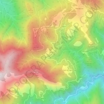 Mappa topografica Porreta, altitudine, rilievo