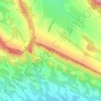 Mappa topografica Sierras, altitudine, rilievo