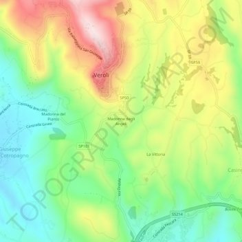 Mappa topografica Madonna degli Angeli, altitudine, rilievo