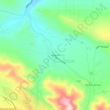 Mappa topografica Valyermo, altitudine, rilievo