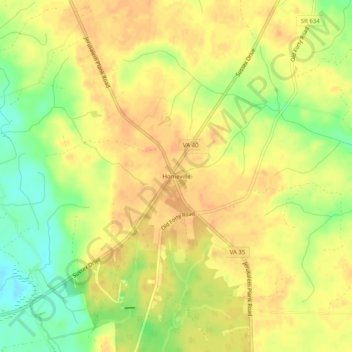Mappa topografica Homeville, altitudine, rilievo