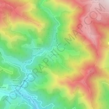 Mappa topografica Les Sausses, altitudine, rilievo