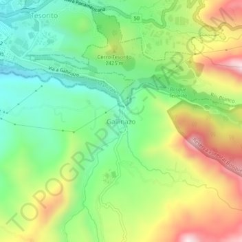 Mappa topografica Gallinazo, altitudine, rilievo