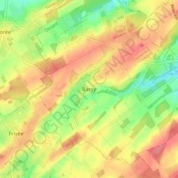 Mappa topografica Barsy, altitudine, rilievo