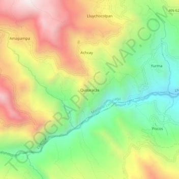 Mappa topografica Quitaracza, altitudine, rilievo